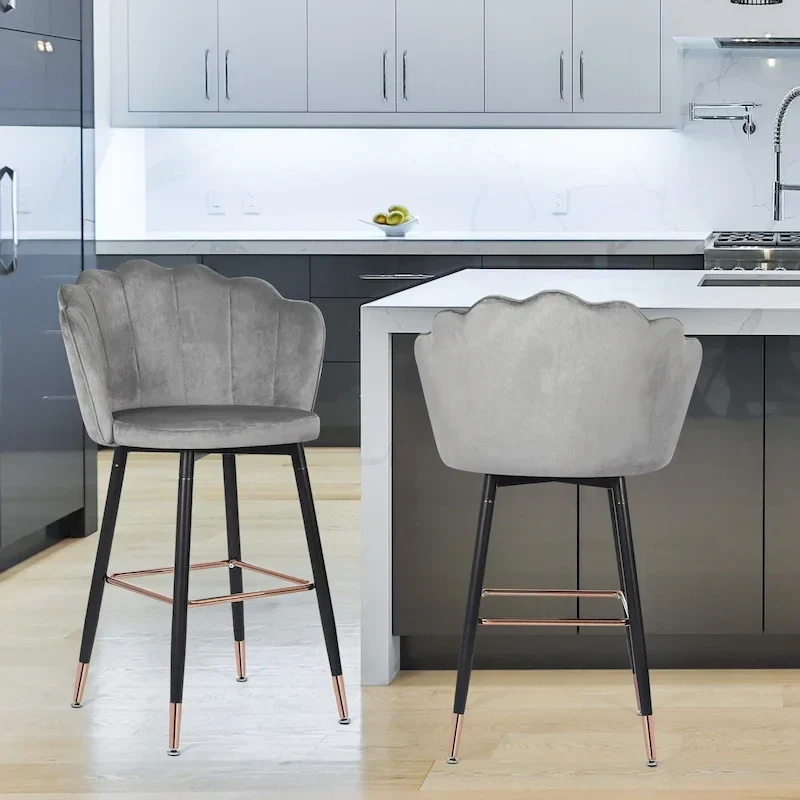 Adeco 42 Height Set of 2 Velvet Bar Stools