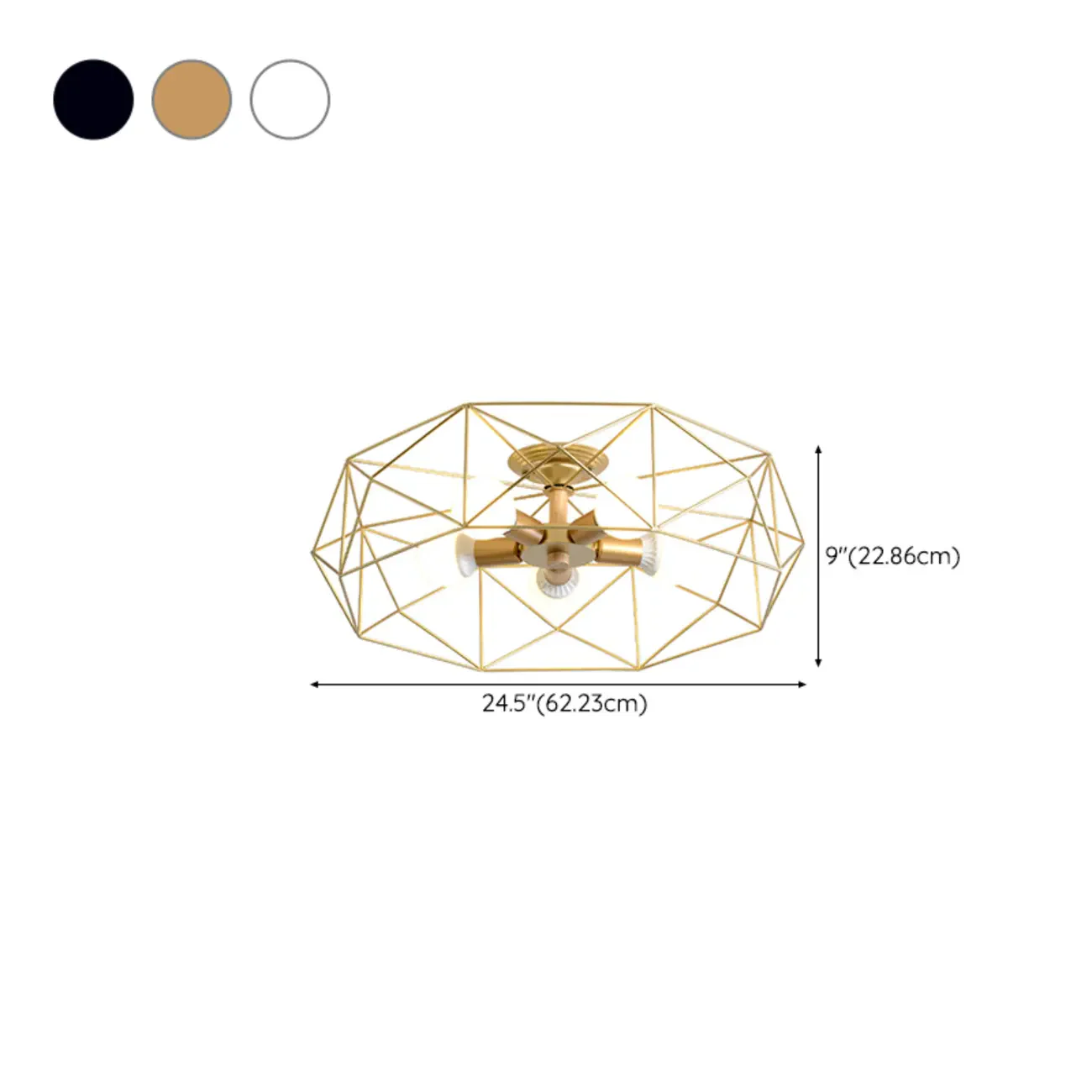 Sleek Gold Semi-Flush Ceiling Light with Iron Drum Shade