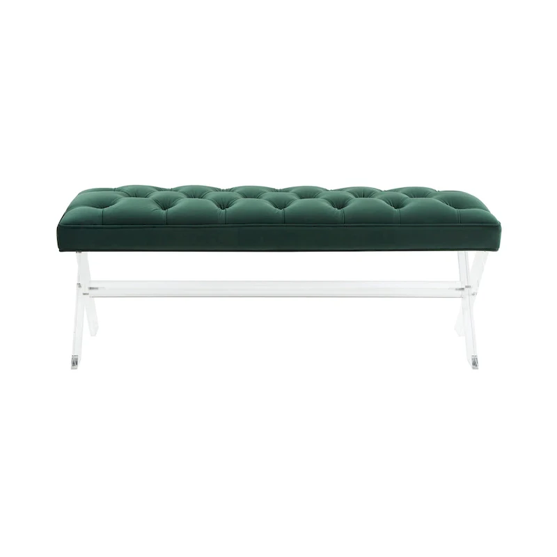 SAFAVIEH Couture Ketevan Tufted Acrylic Bench - 48x18x18. - 48 W x 18 L x 18 H - 48Wx18Dx18H