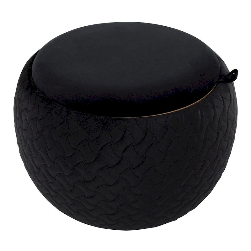 Carson Carrington Astrid Pouf with Natural Wood Tray Top