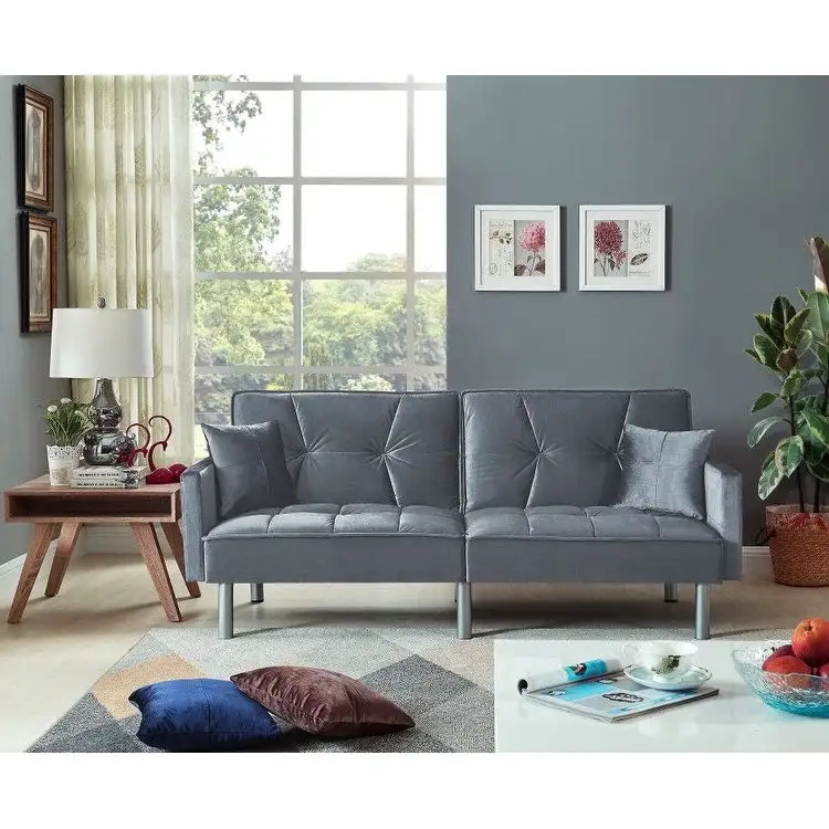 75.6 Lovely Velvet Convertible Sleeper Sofa Bed Futon Love Seats