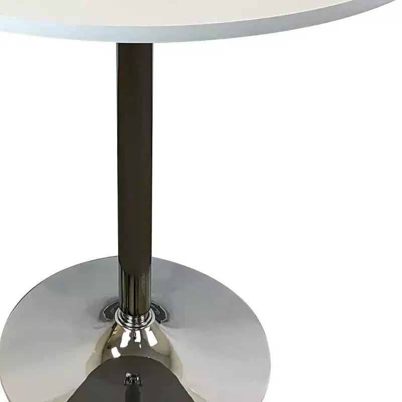 HomeRoots 36 Black and Silver Wood and Metal Pedestal Base Round Top Dining Table