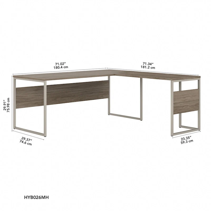 Hybrid 72W x 30D L Shaped Table Desk by Bush Business Furniture