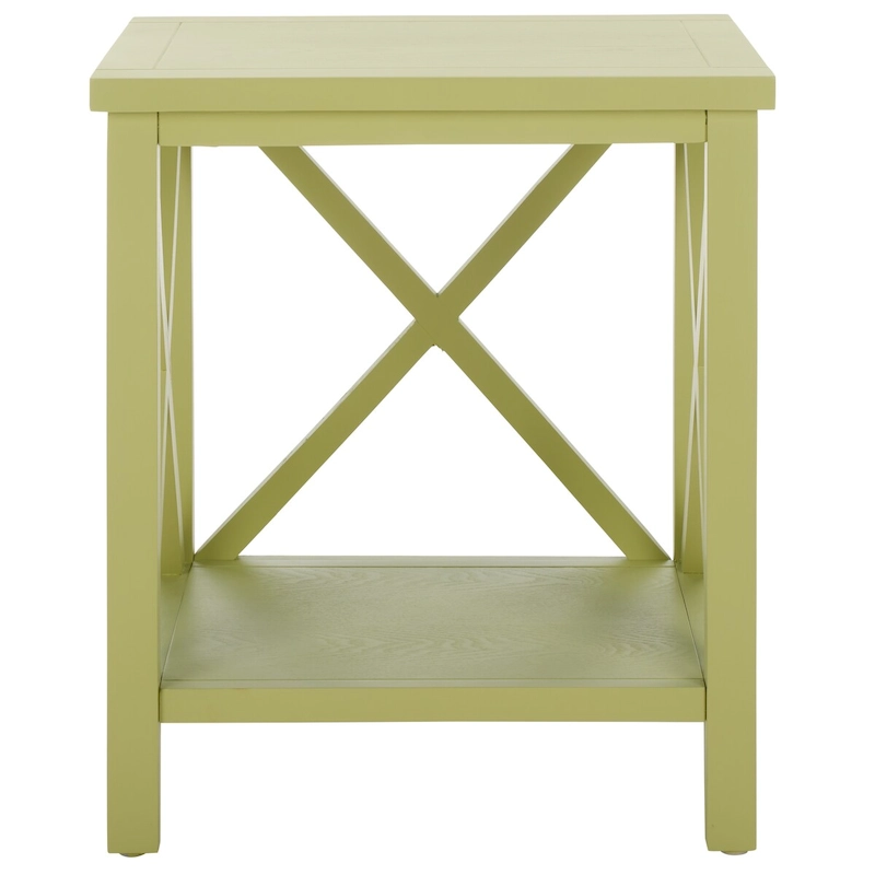 SAFAVIEH Yasumi White Cross Back End Table - 18.1  x 13.4  x 21.5  - 18Wx13Dx22H