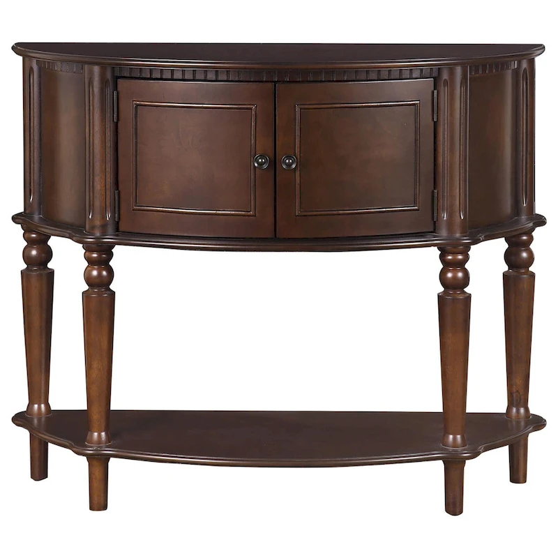 Brown Half Moon Console Table
