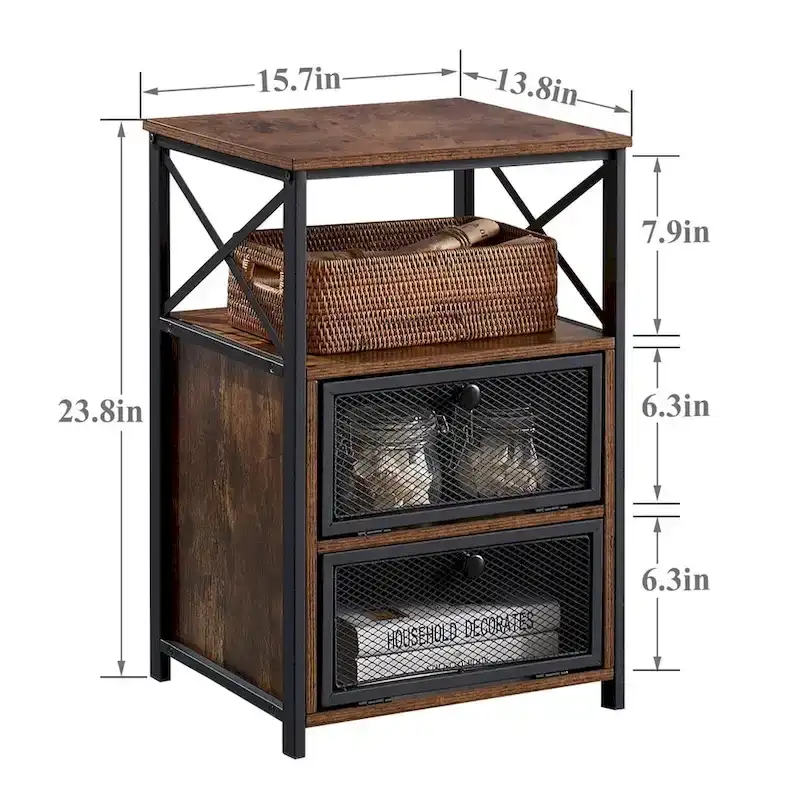 Taomika 3-pieces Industrial Modern Bed Frame and Nightstands Set