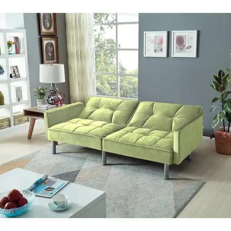 75.6 Lovely Velvet Convertible Sleeper Sofa Bed Futon Love Seats