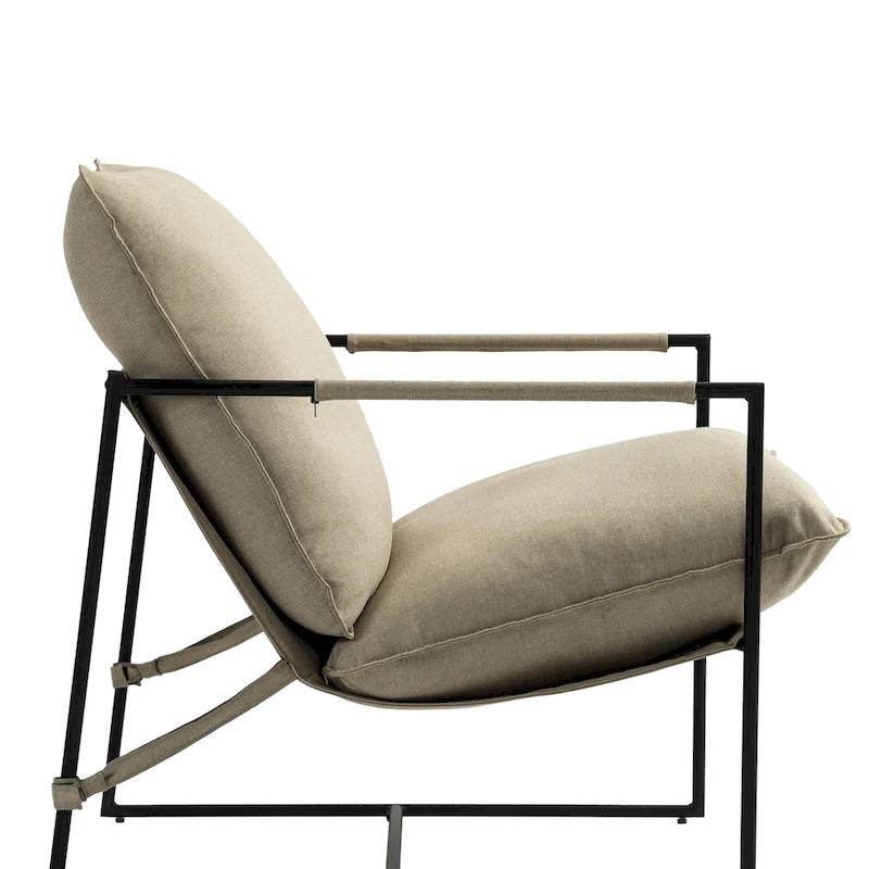 Metal Framed Accent Chair Sling Armchair with Bag Cushion