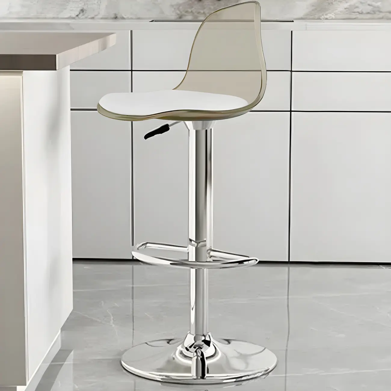 Modern Swivel Cushioned Acrylic Bar Stools with Backs
