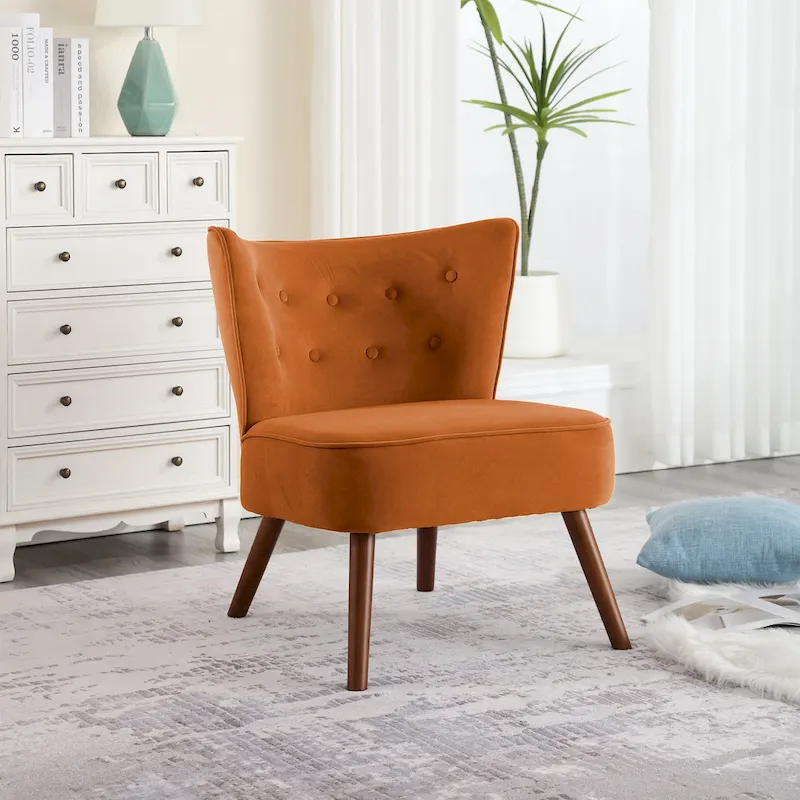Tufted Velvet Accent Chair Upholstered Living Room Side Chair - 27.6 W x 28 D x 31.3 H