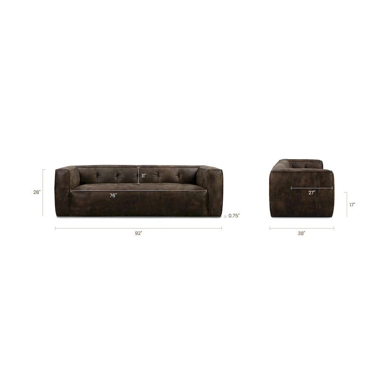 Poly & Bark Capa 92 Sofa - Full Grain Genuine Italian Leather