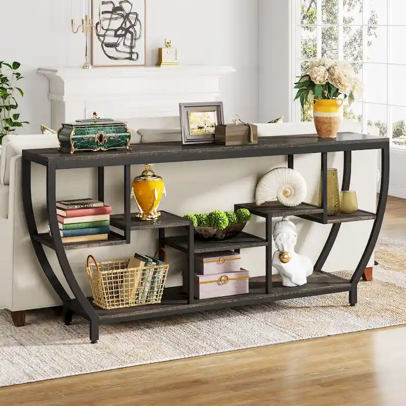 70.9 Inch Extra Long Console Table with Shelves,Sofa Console Table
