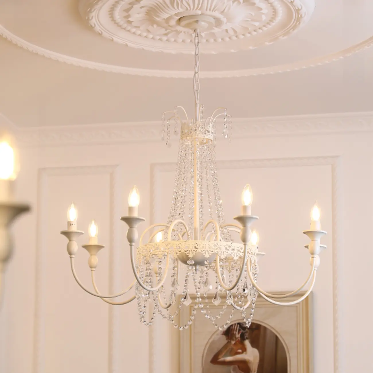 Modern Chalk Candelabra Metal Crystal Chandelier