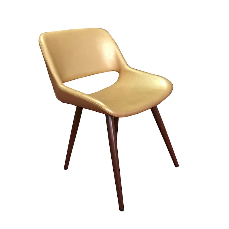 Langa Faux Leather Mid-Century Dining Chair with Metal Legs