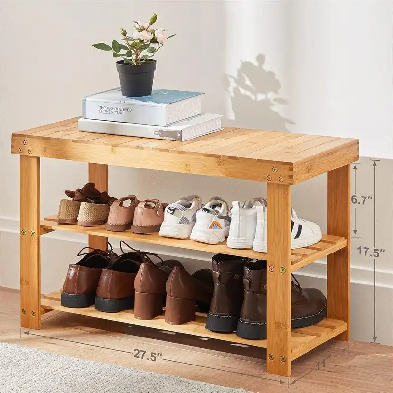 3 Tier Sturdy Shoe Bench - 11D x 27.5W x 17.5H