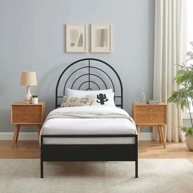 Walker Edison Modern Metal Arch Twin Bed Frame