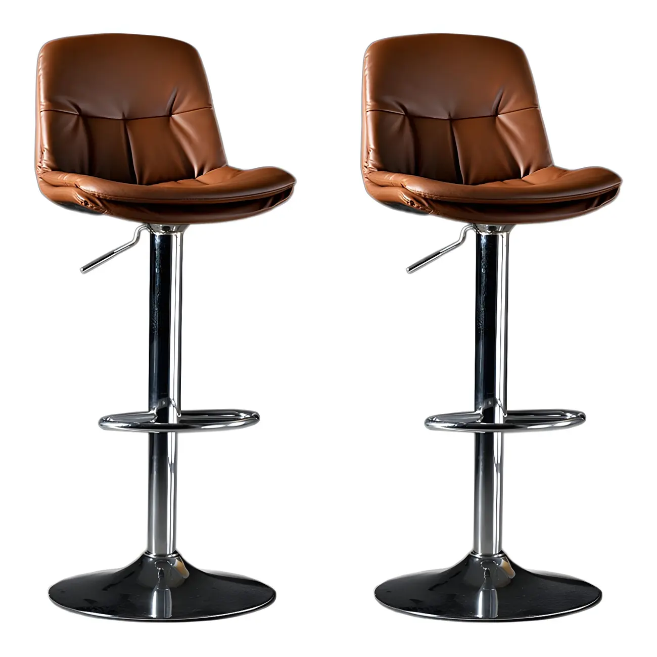 Adjustable Leather Low Back Swivel Bar Stool
