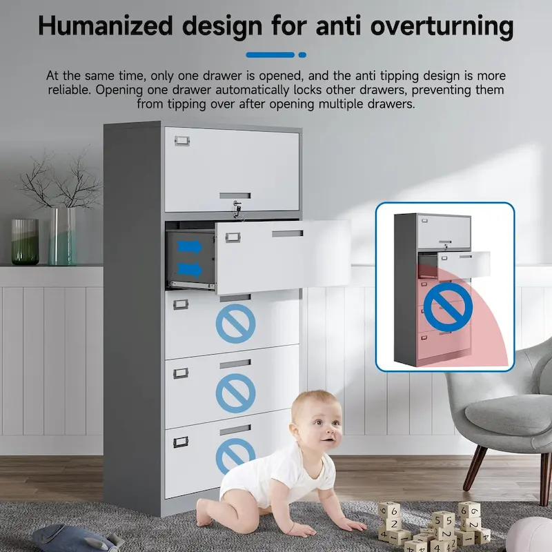 Steel Lateral File Cabinet with Lock