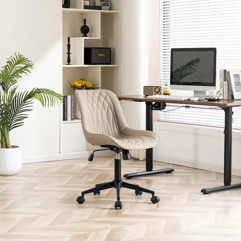 Armless Home Office Desk Chairs with Wheels Rolling Task Chair