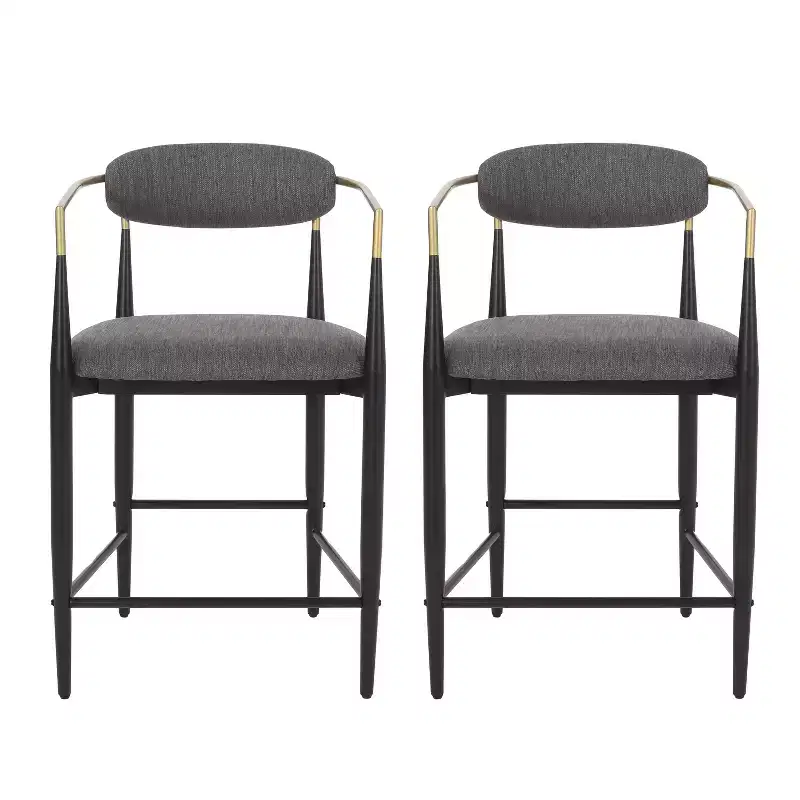Christopher Knight Home Alger Modern Fabric Upholstered Iron 25 Inch Counter Stools (Set of 2)