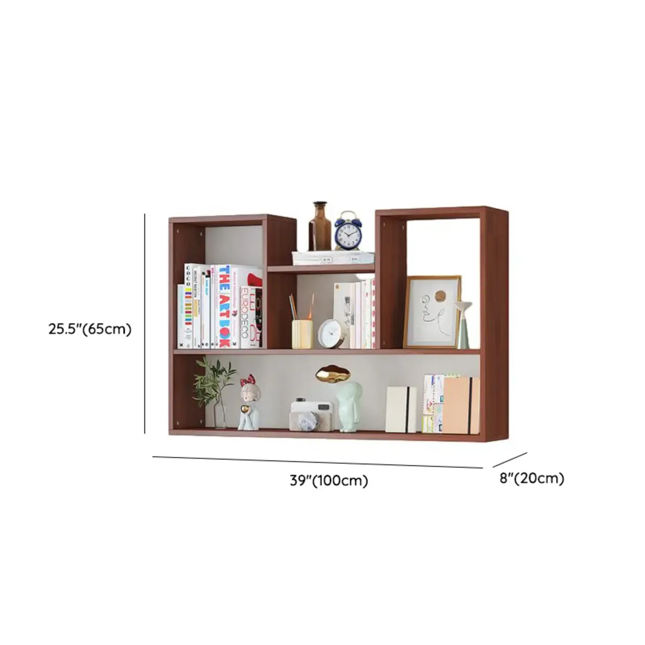 Modern Wooden 3-Tier Open Back Wall-Mounted Bookcase