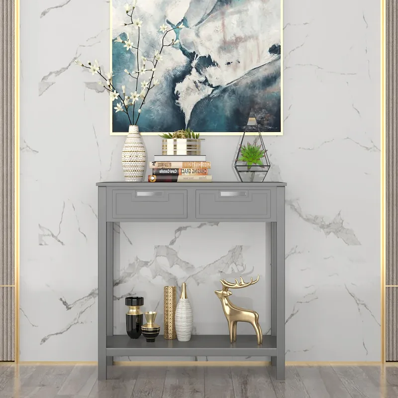 Console Sofa Table Entryway Table with 2 Drawers and Bottom Shelf