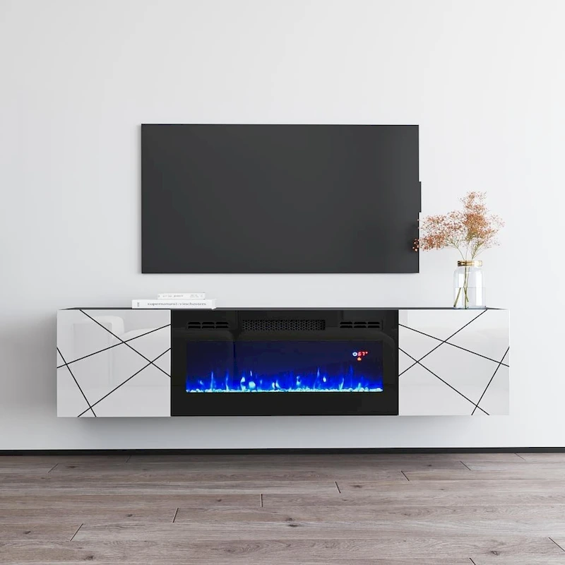 London BL-EF Electric Fireplace 63 TV Stand