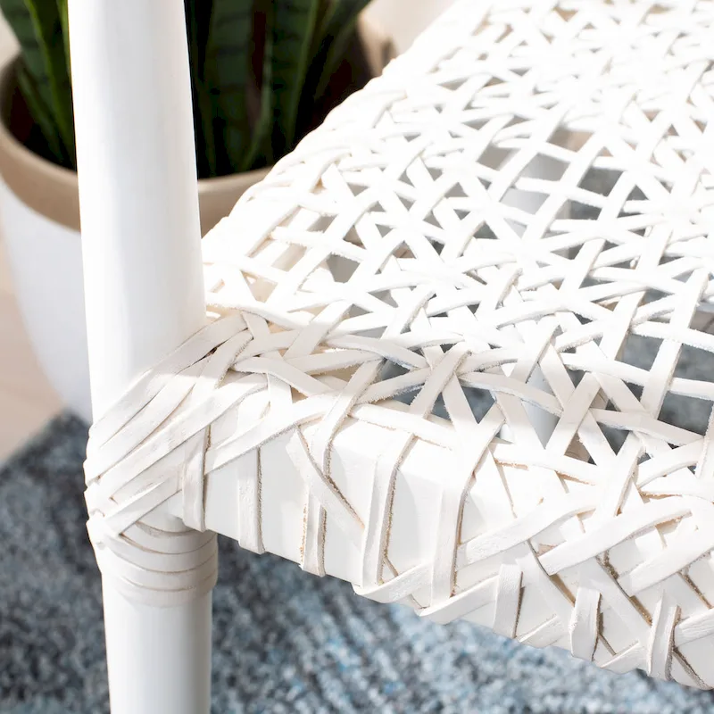 SAFAVIEH Therese Leather Woven Accent Chair - 25 W x 20.9 L x 30.9 H - 25Wx21Dx31H