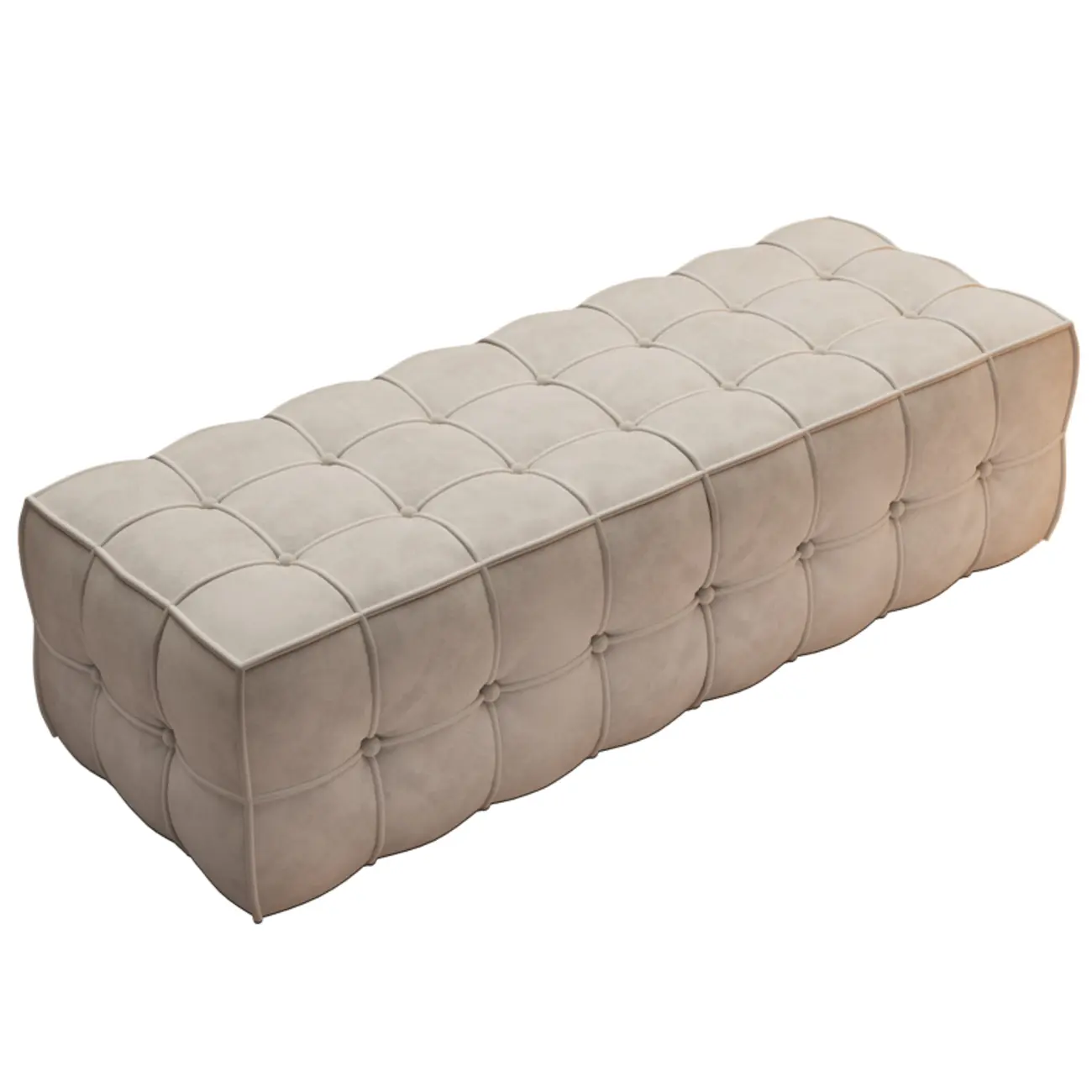 Modern White Upholstered Tufted Bedroom Bench