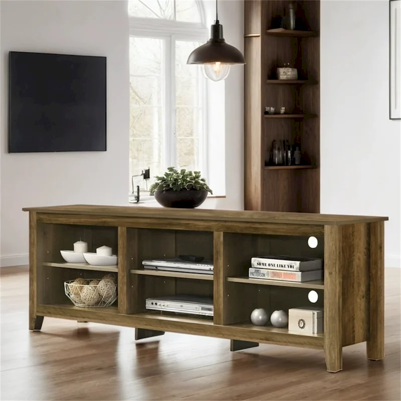 70 TV Stand with Open Shelves and Cable Management