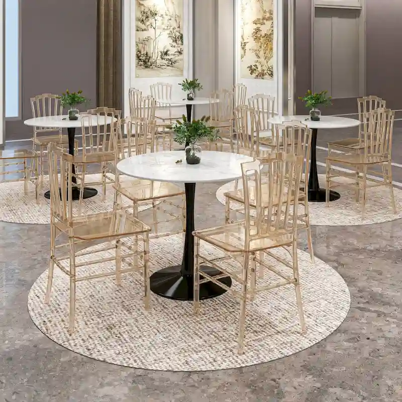 Acrylic Windsor Back Dining Side Chair – Clear / Amber, Single