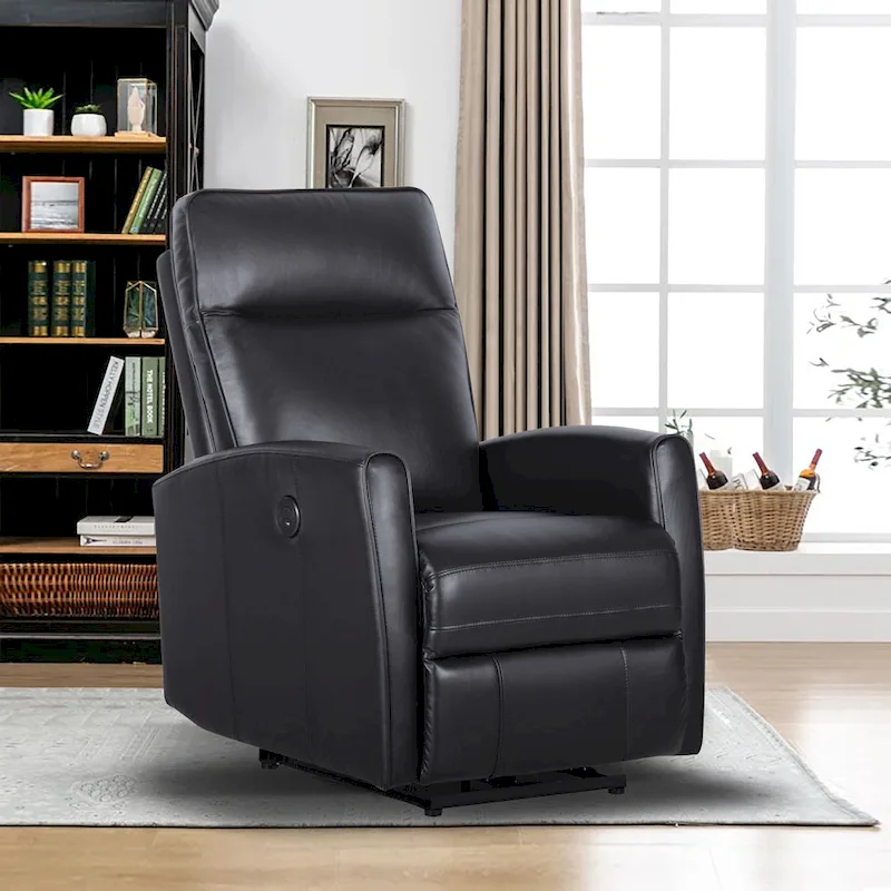 27.75 Width Genuine Leather Power Recliner Couch With USB Charger