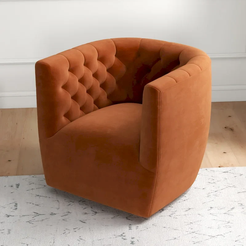 Mid-Century Modern Furniture Comfy Velvet Swivel Accent Chair
