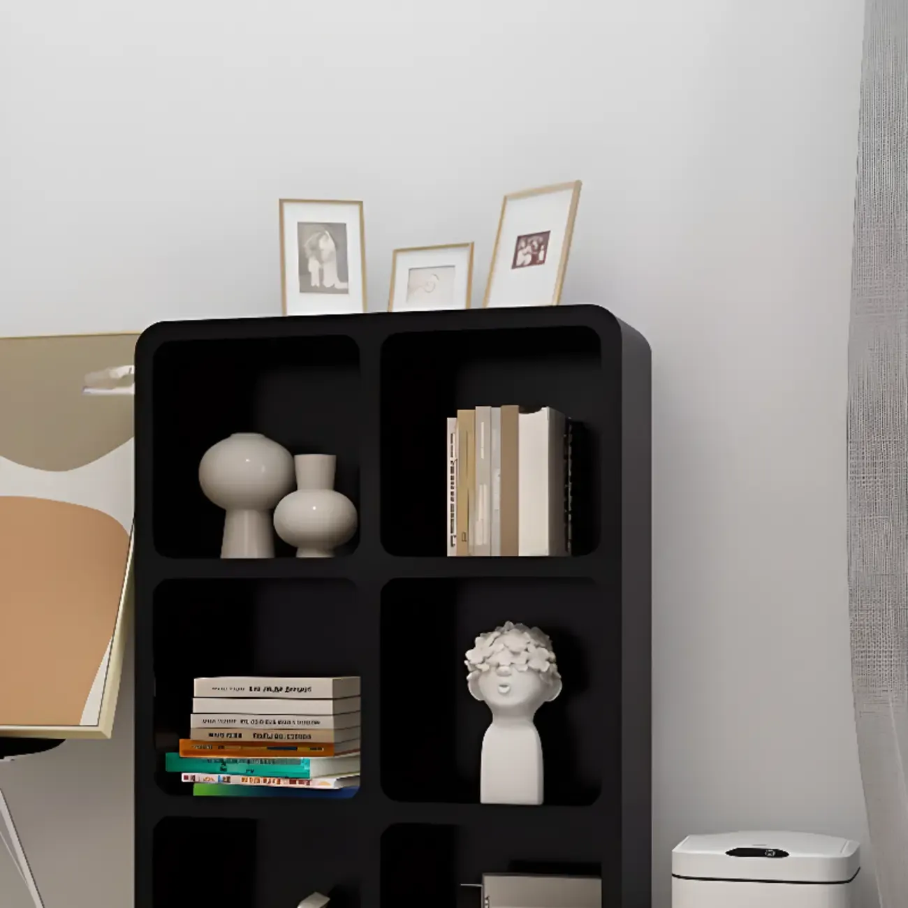 Simple Wooden Closed Back Bookcase in Black