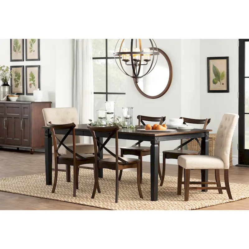 Rubbed Charcoal-Gray Rectangular Dining Table