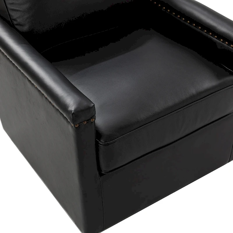 Rita Classic Genuine Leather Swivel Armchair With Nailhead Trims Set Of 2 By HULALA HOME