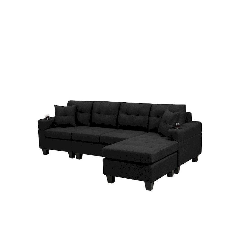 Living room sofa with convertible chaise longue