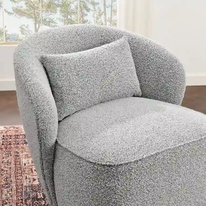 KINWELL 33 W Sherpa Boucle Upholstered Accent Swivel Chair (Set of 2)