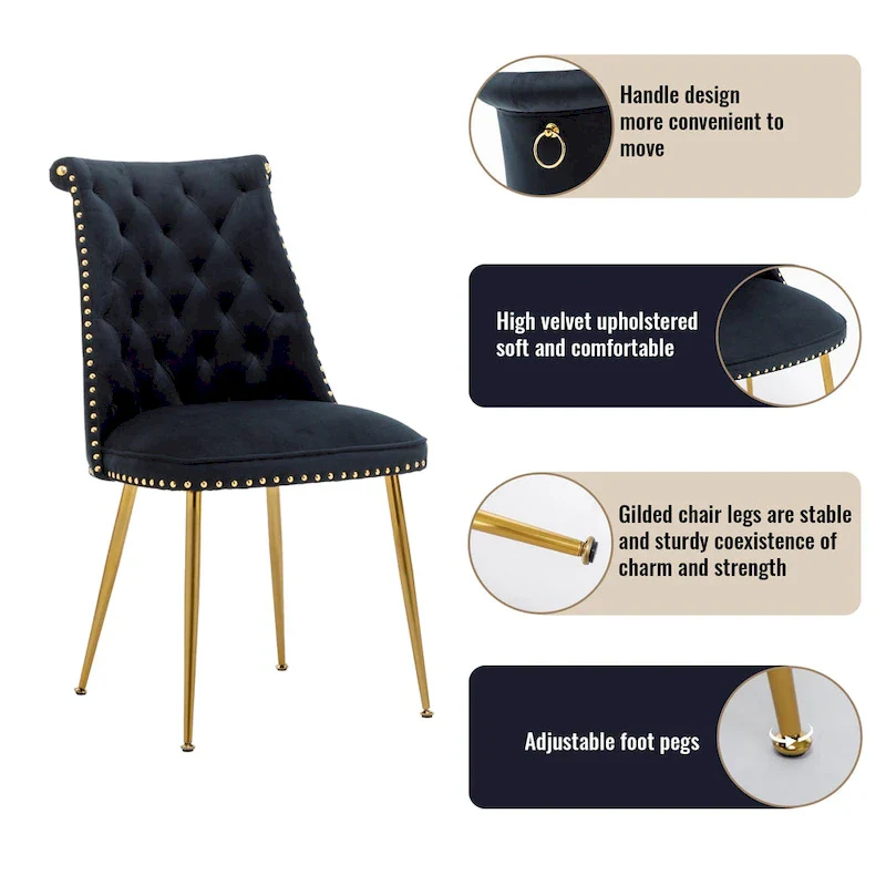 7-Piece  Walut Wood Dining Table with Velvet Chair Dining Chair