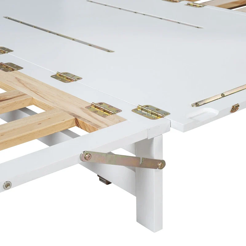 Queen Murphy Bed with Cabinet - White/Gray/Blue