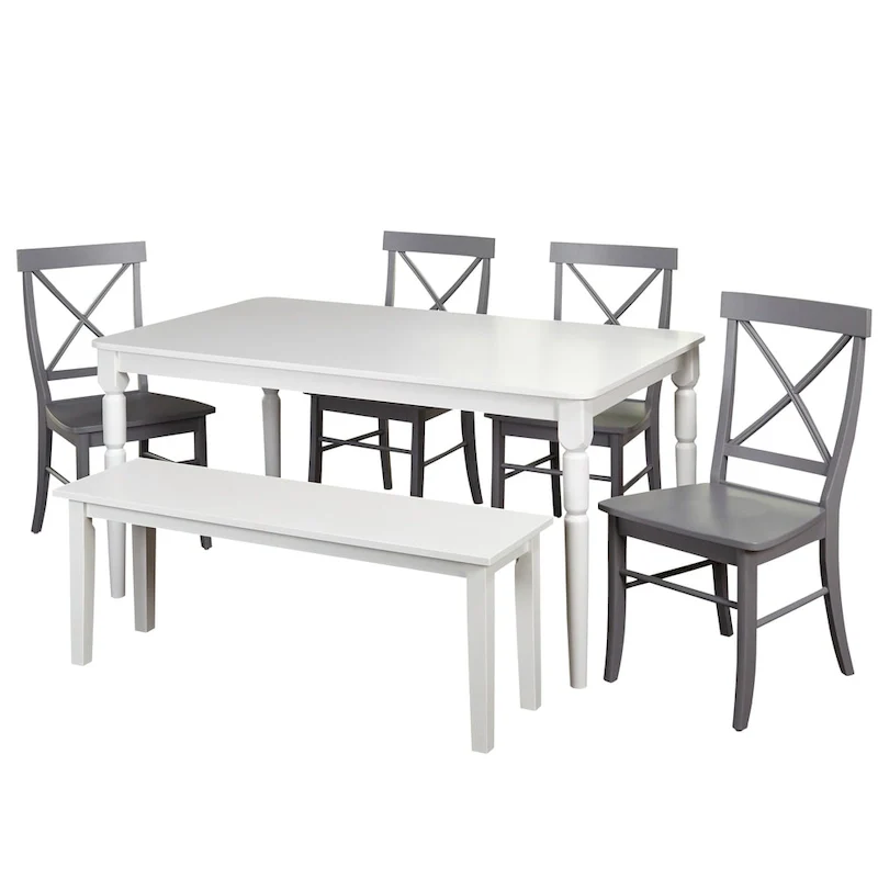 6-piece Dining Set with Dining Bench