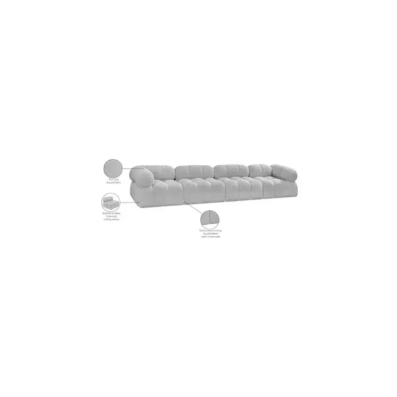 Gray Boucle Upholstered Modular Sofa, Seats 1
