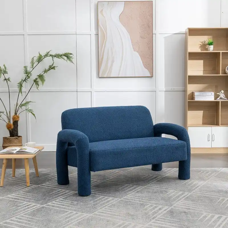 SEYNAR Mid-Century Modern Boucle 51 Solid Wood Curved Sofa