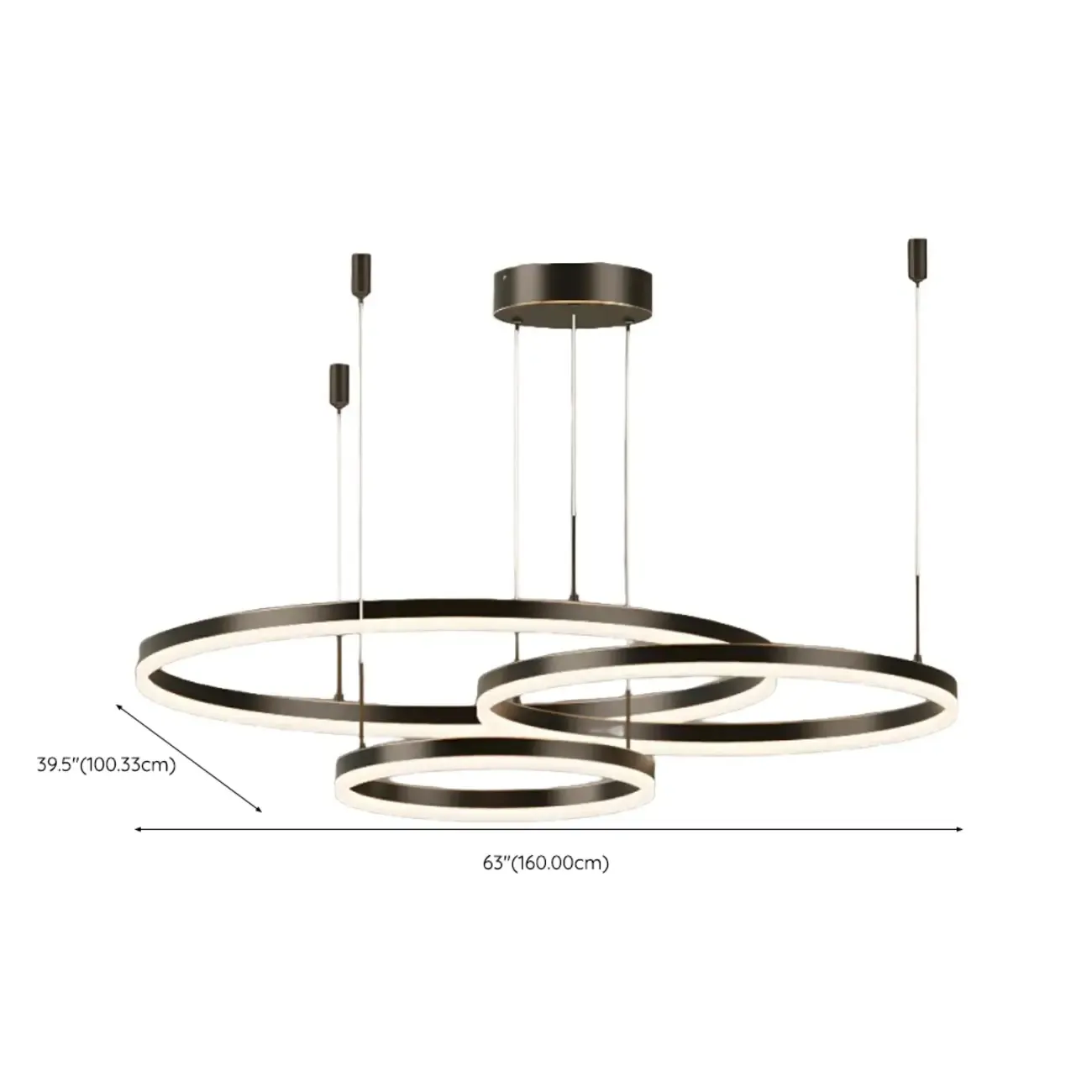 Modern Gold Multi-Circle Tiered Metal Ring LED Chandelier