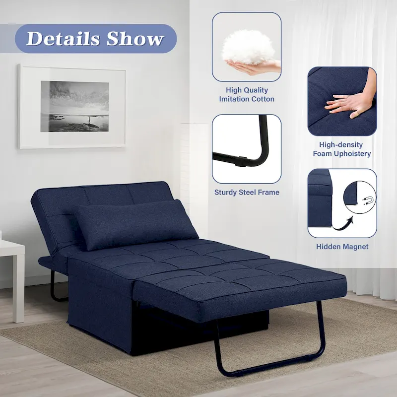4-1 Adjustable Sleeper Sofa Chair with Ottoman, Sofa Bed ,Couch Bed