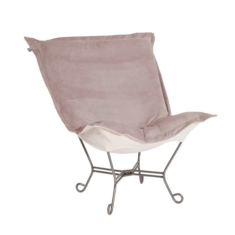 Allan Andrews Scroll Puff Chair with Titanium Frame, Bella Collection