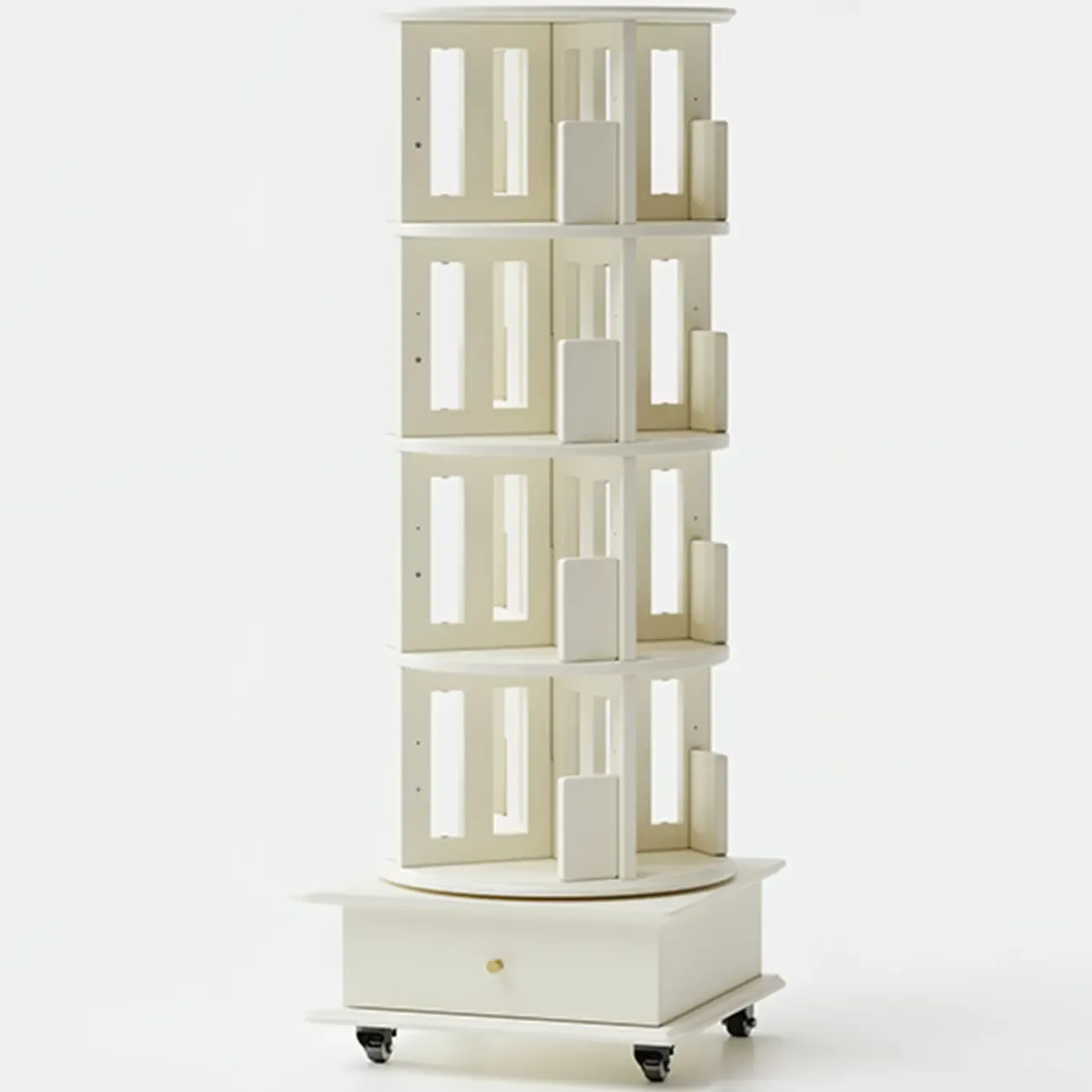 Wooden Vertical Narrow Rotating Bookcase