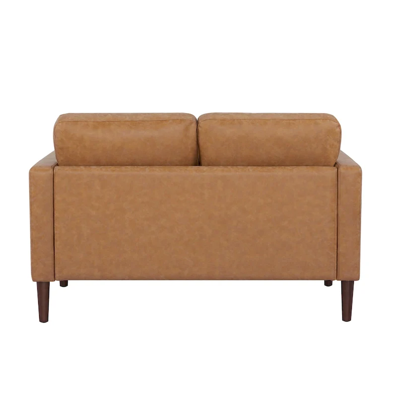 Tufted Faux Leather Loveseat Sofa, 2-Seat, Grey / Camel / Black / Green