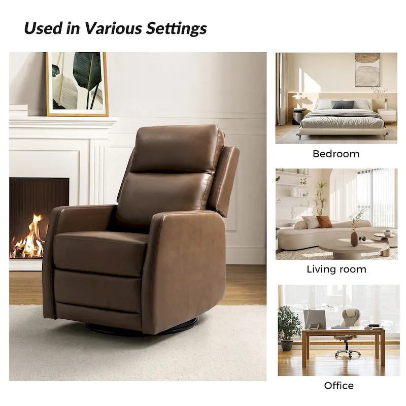 Esteban Modern Faux Leather Manual Rocking Swivel Recliner with Wingback