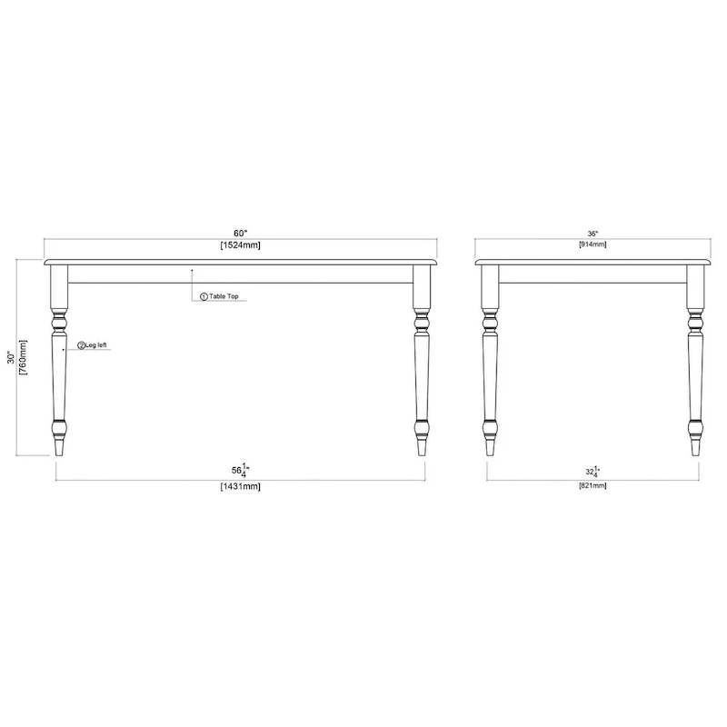 Rectangle Dining Table - Cream